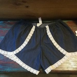 Boutique lace and denim shorts
